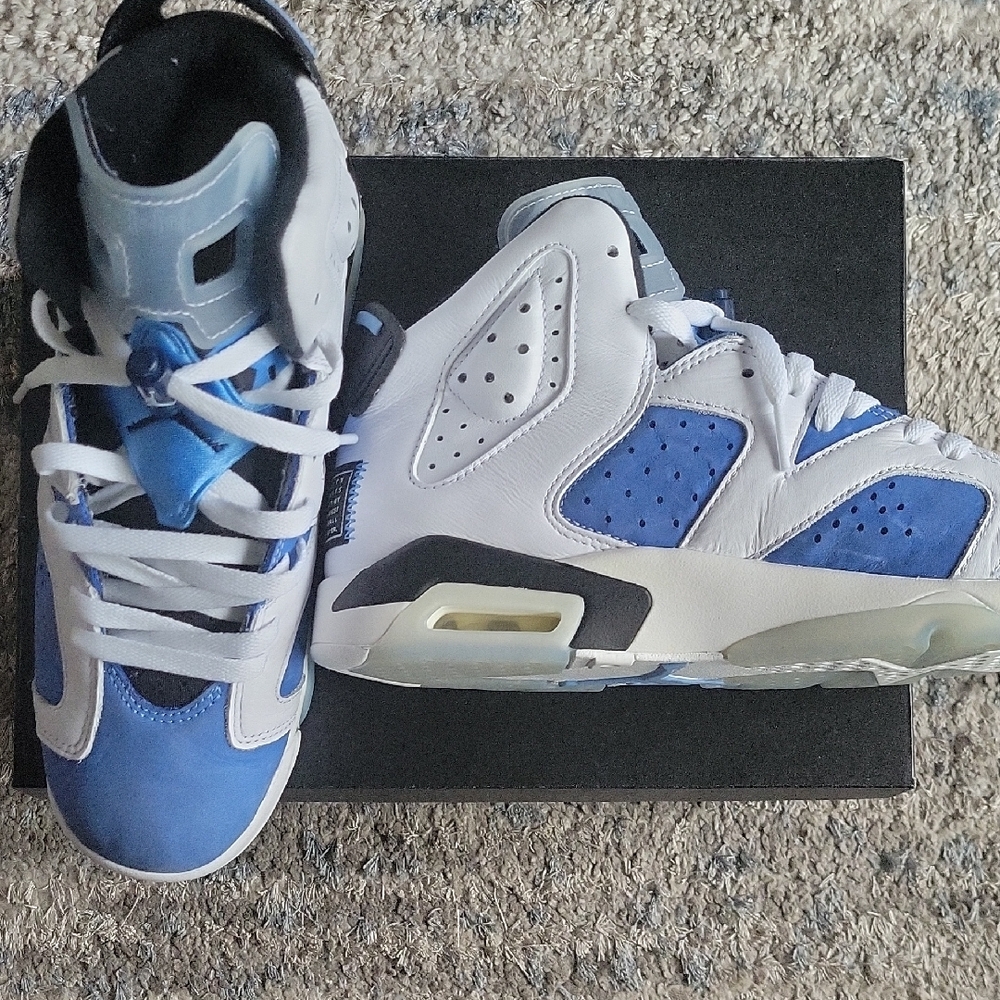 Jordan Retro6 University Blue and White High-Top Sneakers Worn 2x - Picture 2 of 11